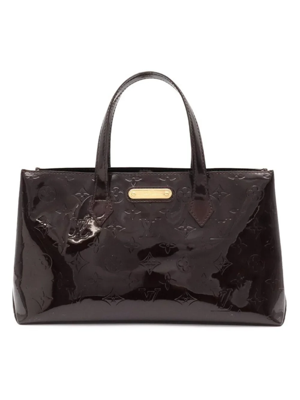 Louis Vuitton Monogram Vernis Wilshire PM Tote Patent Calfskin Amarante